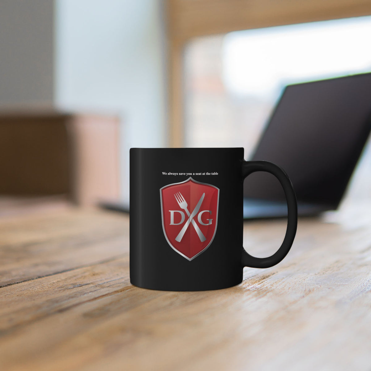 Dinner and a Game Mug — 'We always save you a seat at the table' Gaming Coffee Cup