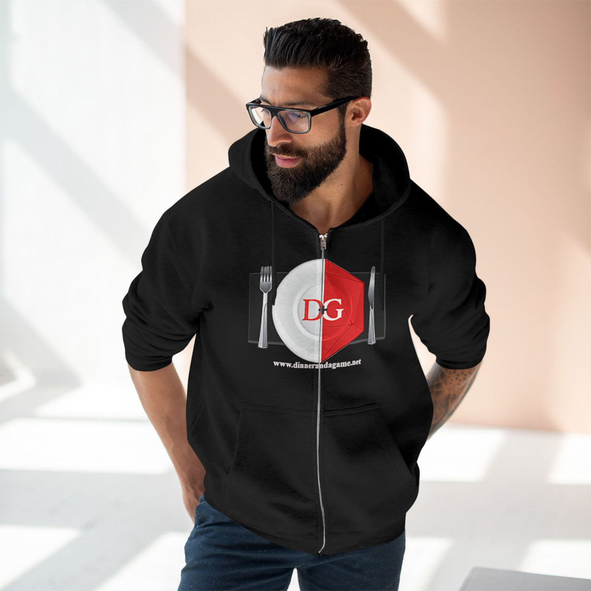 Dinner and a Game Zipper front hoodie