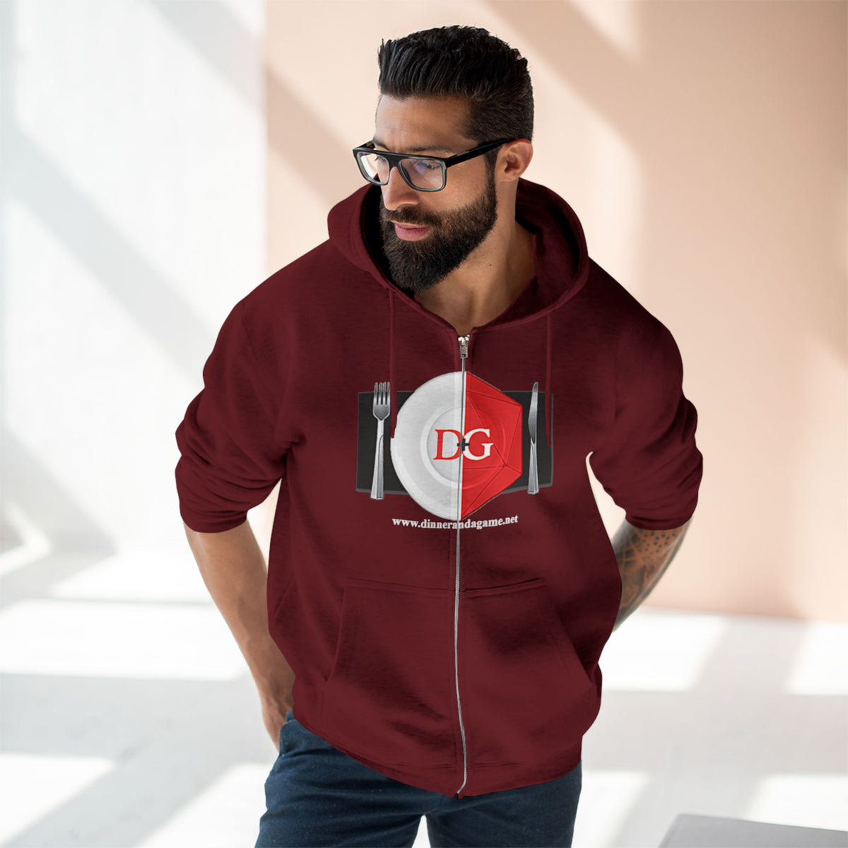 Dinner and a Game Zipper front hoodie