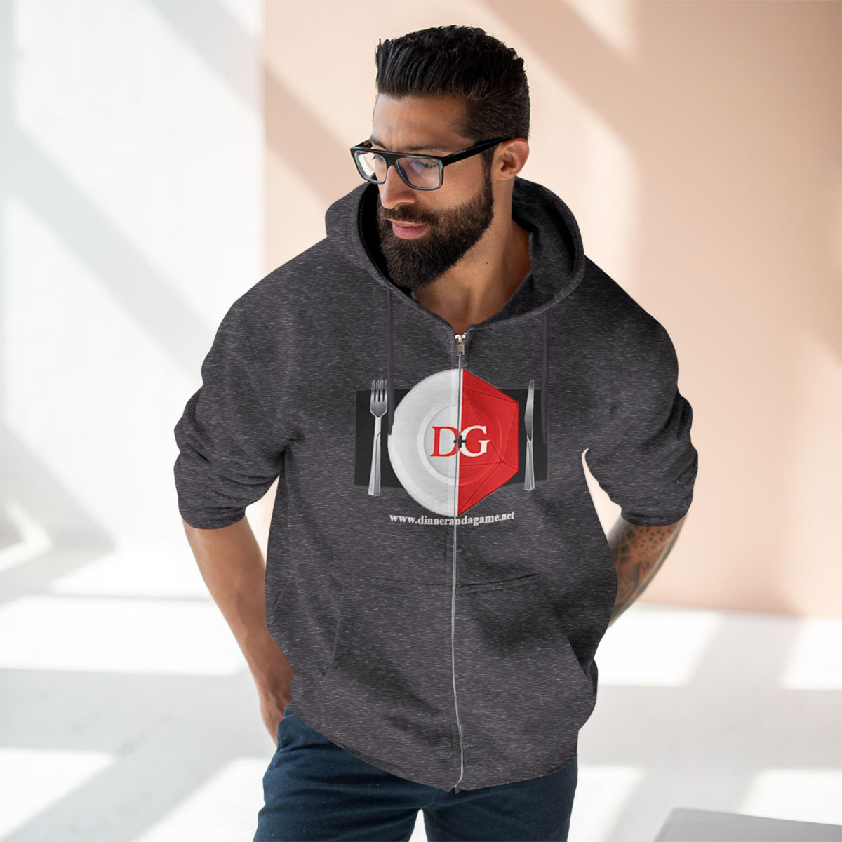 Dinner and a Game Zipper front hoodie